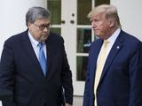 In this July 11, 2019, file photo, Attorney General William Barr, left, and President Donald Trump turn to leave after speaking in the Rose Garden of the White House, in Washington. (AP Photo/Alex Brandon, File)