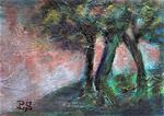 ACEO Deep Dark Forest Trees Landscape Painting Acrylic Impasto Penny StewArt - Posted on Saturday, February 21, 2015 by Penny Lee StewArt