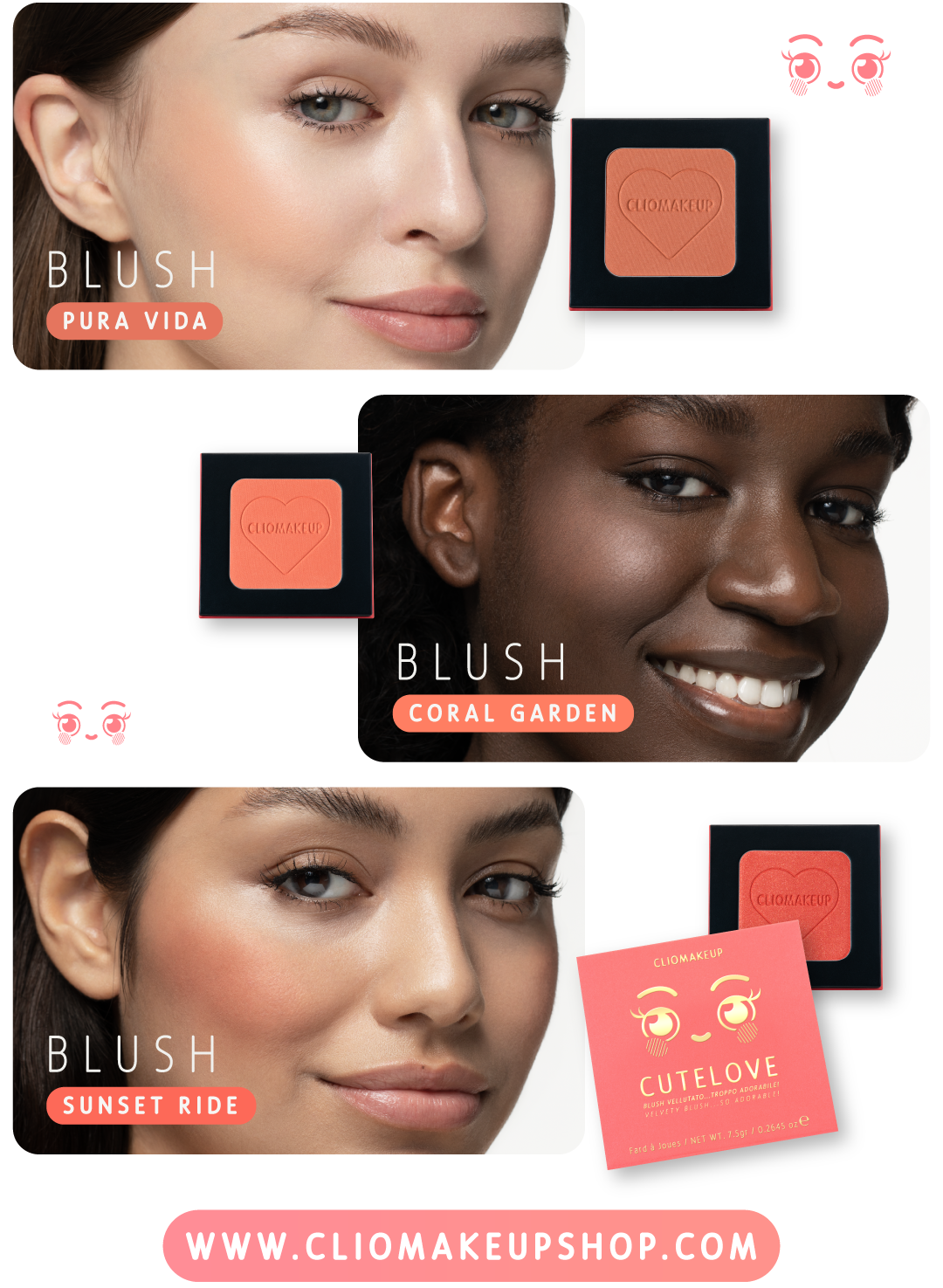 cliomakeup blush vegan cutelove sunset ride pura vita coral garden