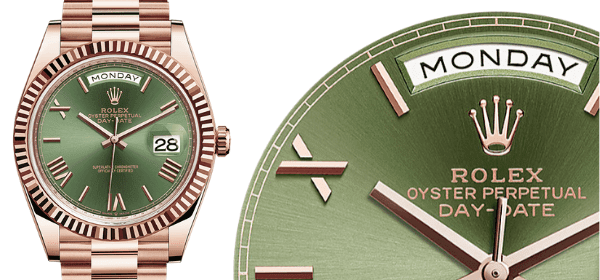 Rolex President Day-Date Rose Gold Green Anniversary Dial