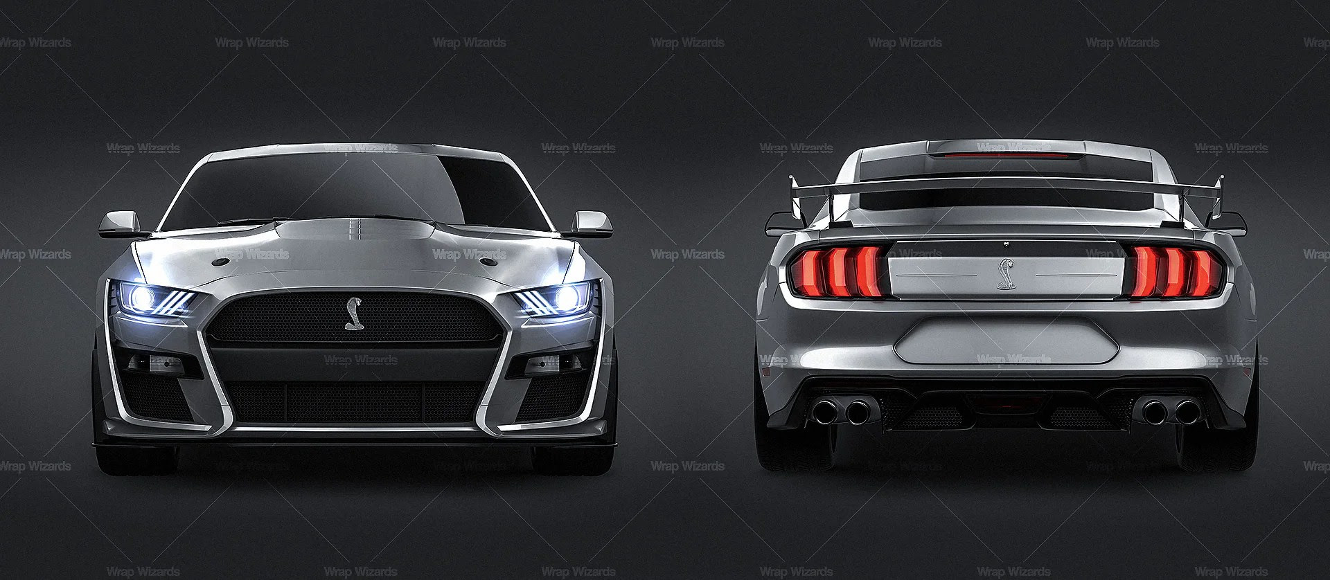 Ford Mustang Shelby GT500 2020 glossy finish all sides Car Mockup Te