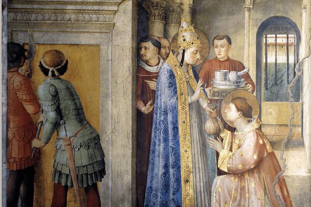 Fra Angelico - detail saint-lawrence-receiving-the-treasures-of-the-church-from-pope-sixtus-ii-1449