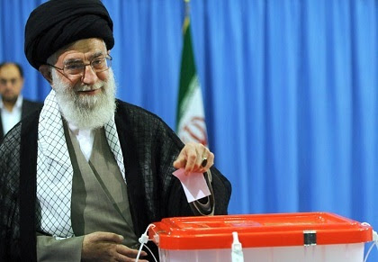 Ali Khamenei voting in 2013 Presidential Election of Iran
