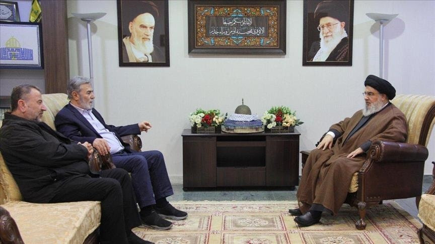 Liban: Hassan Nasrallah discute avec Al-Nakhalah et Al-Arouri de  l'évolution de la situation