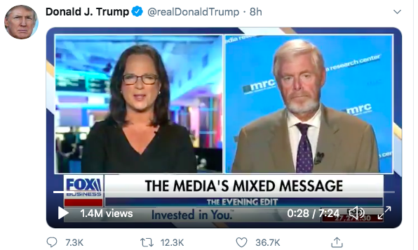 President Trump tweeted an interview of MRC President Brent Bozell on Fox Business