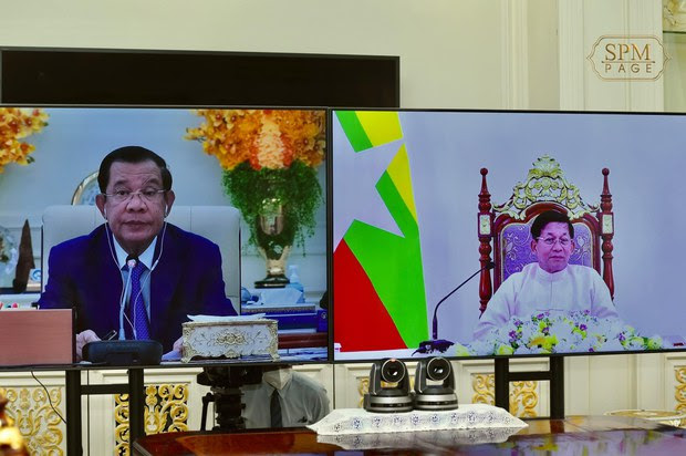 Hun Sen Urges Myanmar junta chief to honor ASEAN pledge