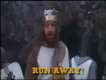 Monty Python run away gif | Monty python, British comedy, Running away