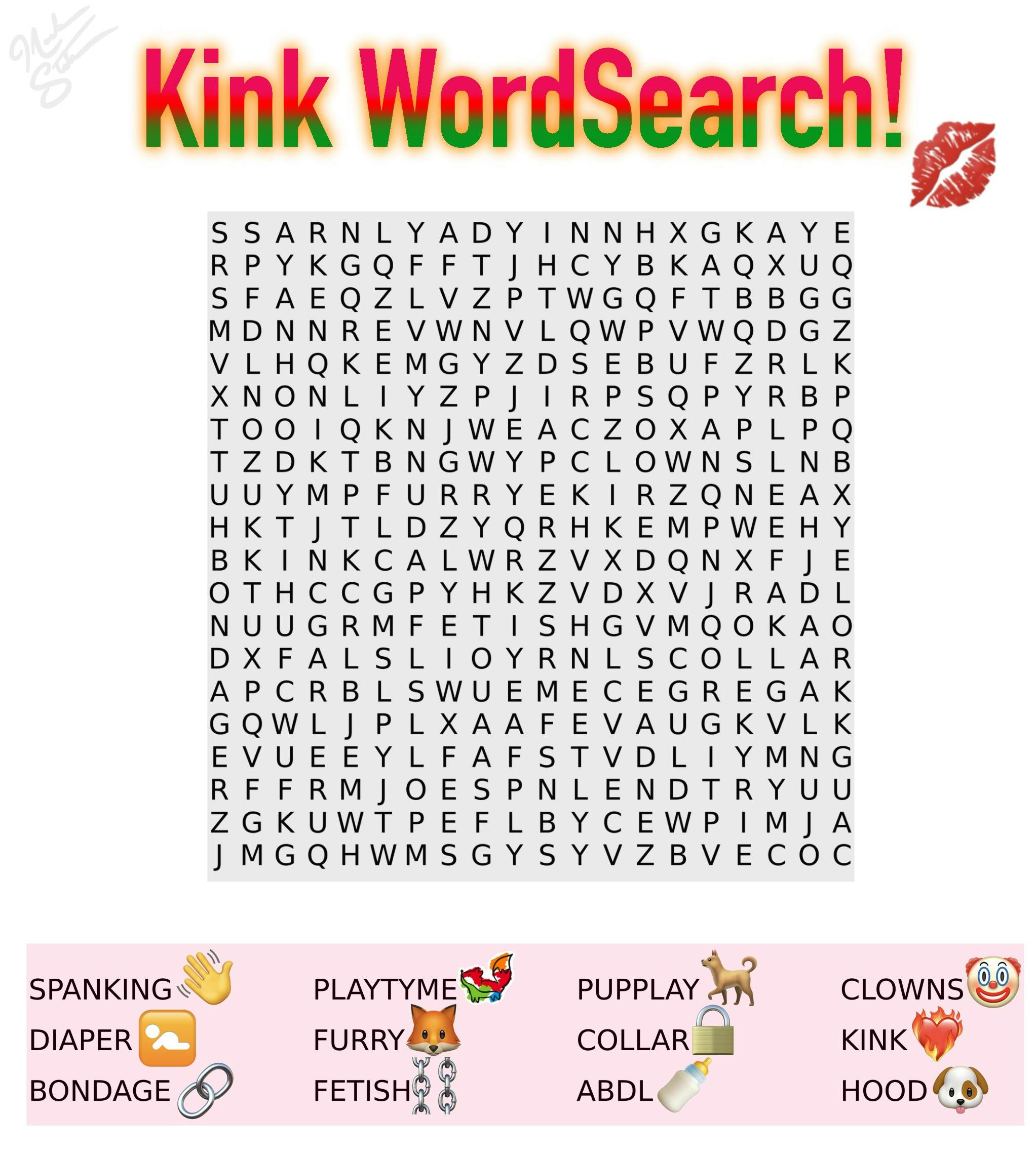 Kink themed word search