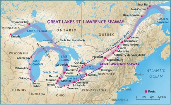 St Lawrence Seaway Connecting Cities