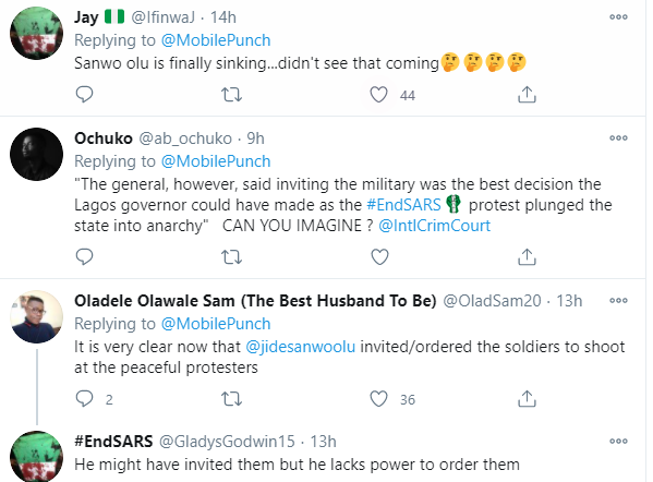 Nigerians react after Nigerian Army said they are not happy Gov Sanwo-Olu denied inviting them to the Lekki tollgate