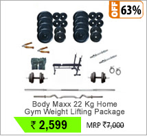 Body Maxx 22 Kg Home Gym Weight Lifting Package + Multi 3 in
1 Bench + 4rods etc