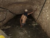 A Hamas digger works in a tunnel used for smuggling supplies between Egypt and Gaza after being flooded with seawater by Egyptian army in Rafah in southern Gaza.