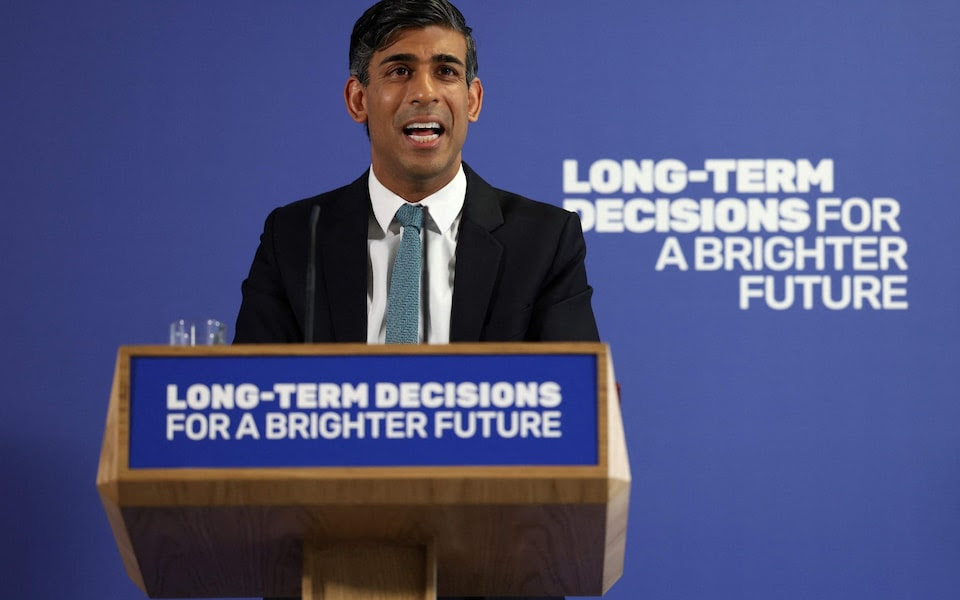 Rishi Sunak, the Prime Minister, delivers a speech at a college in north London this morning