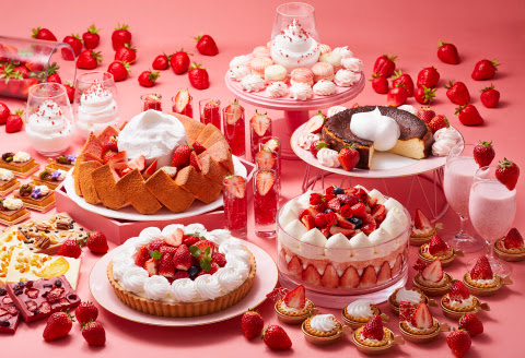 Strawberry dessert buffet created in the theme of "Strawberries and Milk" will start from May 1 to May 31, 2020. (Photo: Business Wire)