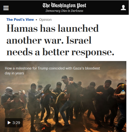 WaPo: Hamas Has Launched Another War. Israel Needs a Better Response
