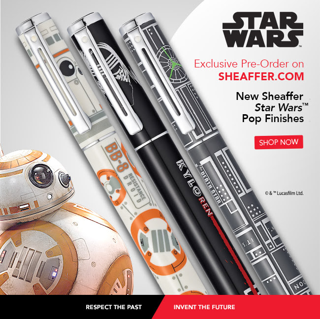 STAR WARS Exclusive Pre-Order on SHEAFFER.COM. New Sheaffer Star Wars™ Pop Finishes. SHOP NOW ›