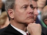 In this Tuesday, Jan. 30, 2018, file photo, U.S. Supreme Court Chief Justice John Roberts listens as President Donald Trump delivers his first State of the Union address in the House chamber of the U.S. Capitol to a joint session of Congress Tuesday in Washington. (Win McNamee/Pool via AP) ** FILE **