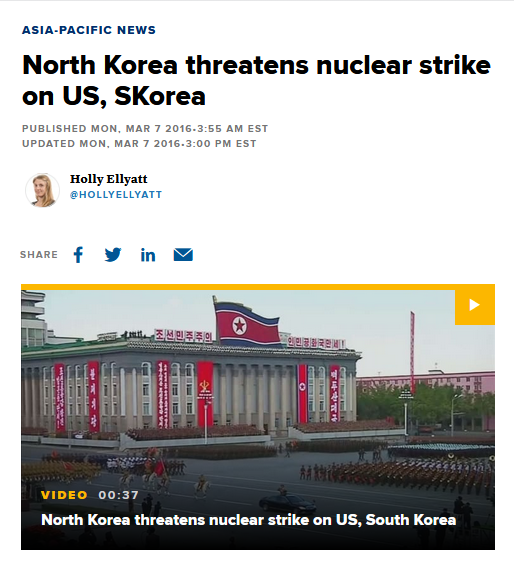 CNBC: North Korea Threatens Nuclear Strike on US, S Korea