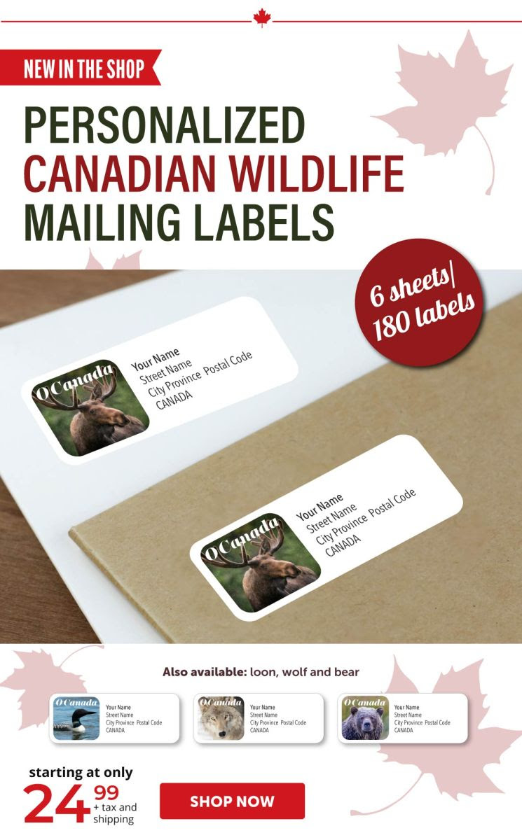 Personalized Canadian Wildlife Mailing Labels