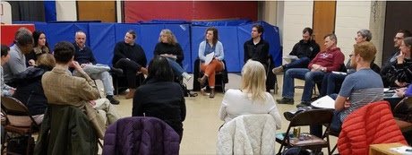 Audubon Neighborhood Association neighbors discussing mental health at December 2018 meeting