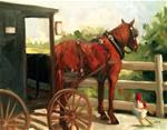 Oil Sketch of a Mennonite Buggy Horse - Posted on Sunday, December 28, 2014 by Elaine Juska Joseph