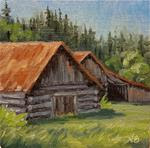 Montana Barn-mini painting - Posted on Tuesday, March 31, 2015 by Veronica Brown