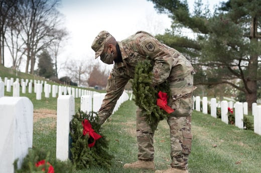 Solider Places Wreath