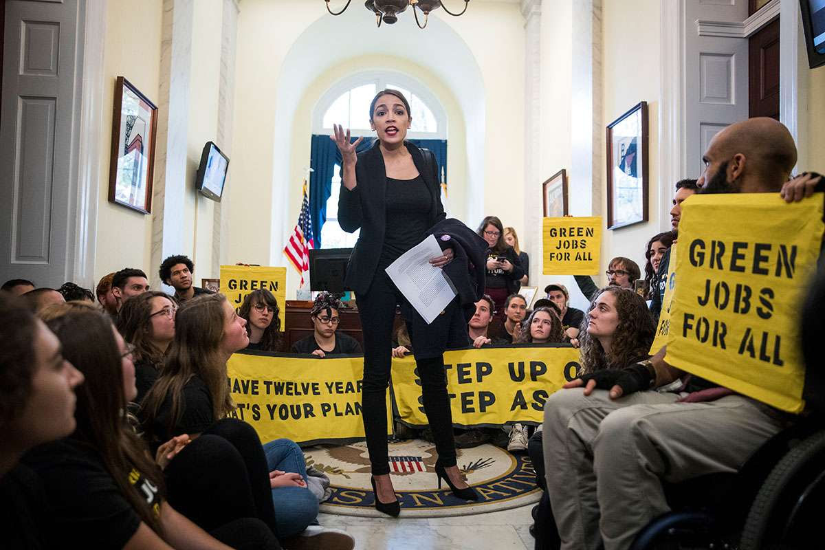  Alexandria Ocasio-Cortez pushing for a Green New Deal