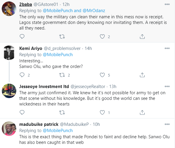 Nigerians react after Nigerian Army said they are not happy Gov Sanwo-Olu denied inviting them to the Lekki tollgate