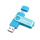 Wansenda OTG USB Flash Drive 16GB 32GB 64GB 128GB USB 2.0 for Android Devices/PC/Tablet/Mac (16GB, Blue)