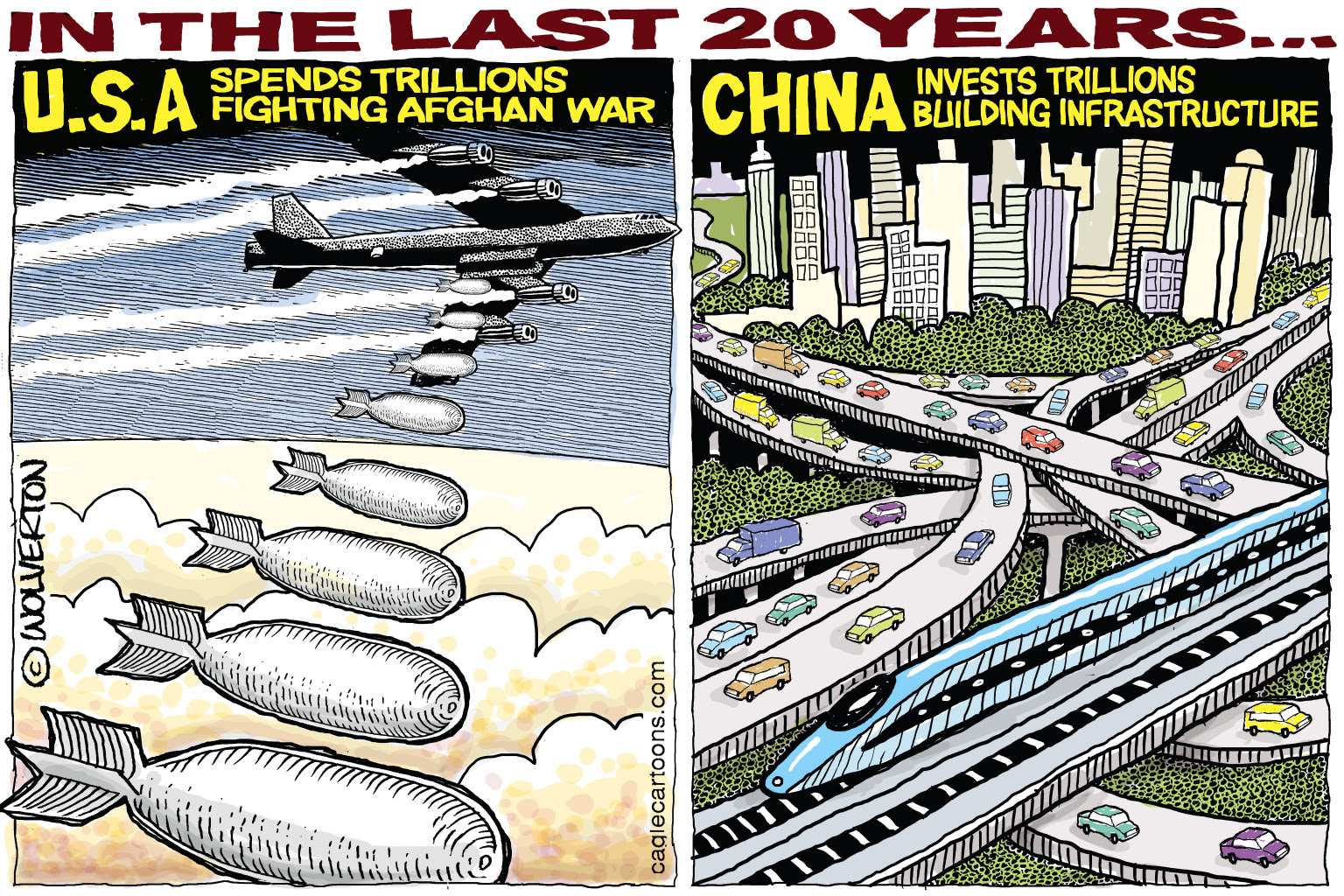 China invests in infrastructure. American invests in bombs.