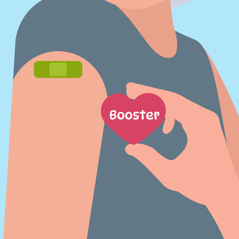 Illustration of patient after receiving a booster shot.