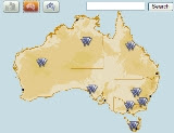 Map of Australia showing water storage icons 