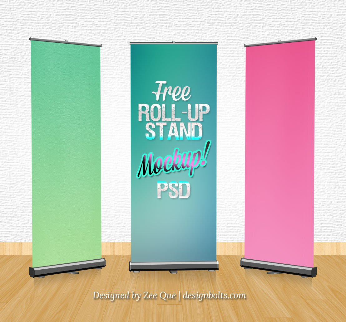 Free Rollup Banner Stand Mockup PSD Designbolts