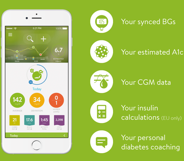 Screen of MySugr Diabetes Tracker Log app