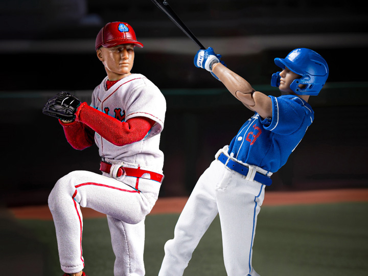 Palm Hero Simply Fun Series White & Blue Team Baseballer 1/12 Scale Figures