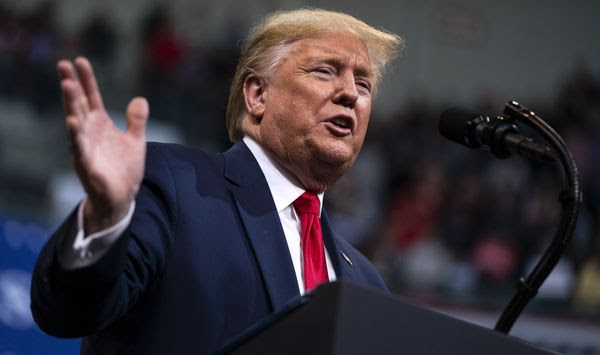 President Donald Trump speaks during a campaign rally Monday, Feb. 10, 2020, in Manchester, N.H. (AP Photo/Evan Vucci)