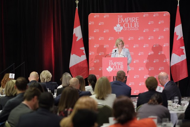 Premier Rachel Notley speaks at the Empire Club of Canada in Toronto on Sept 2, 2015