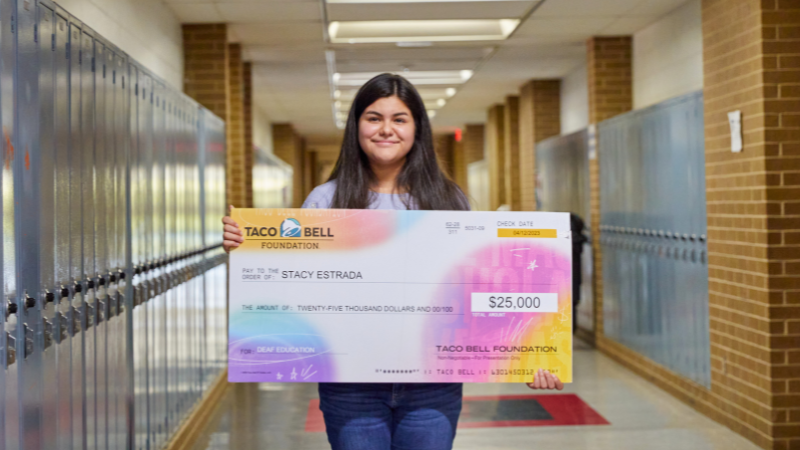 Taco Bell Scholarship check