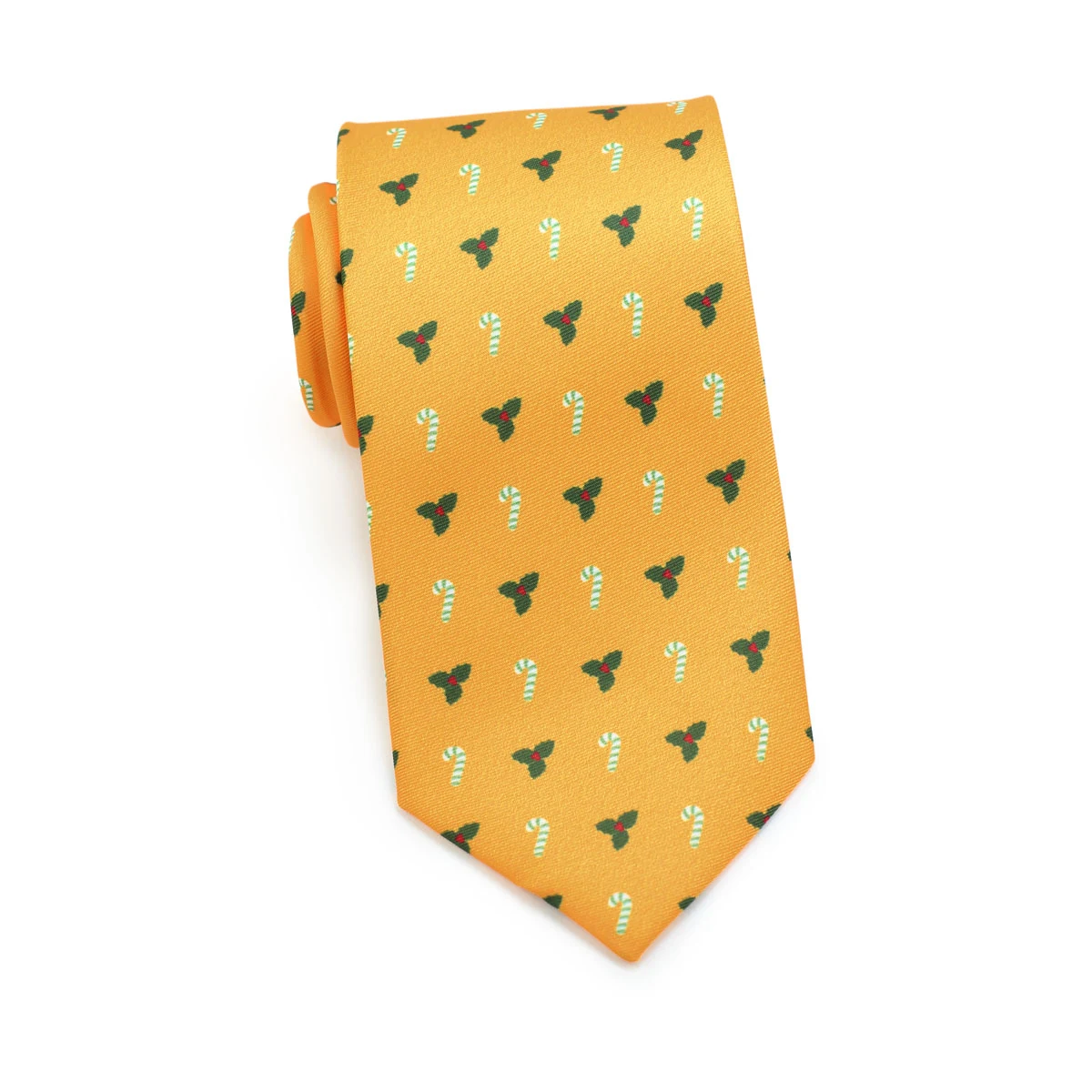 mistletoes and candy cane necktie in yellow