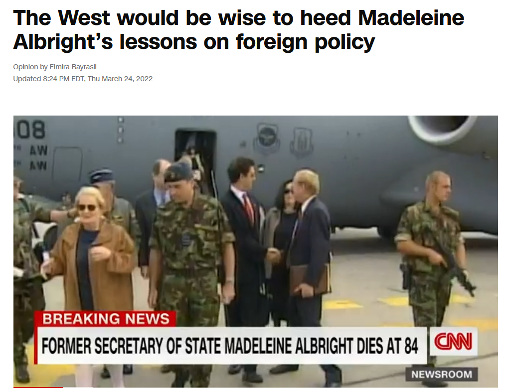 CNN: Batı, Madeleine Albright'ın dış politika konusundaki derslerine kulak vermek akıllıca olur