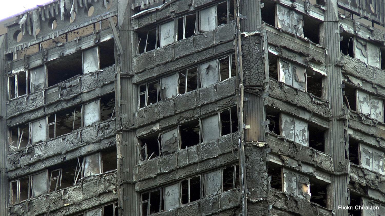 A close up of Grenfell Tower