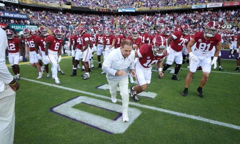 Alabama head coach Nick Saban and the Tide take the field for 2022 matchup against LSU