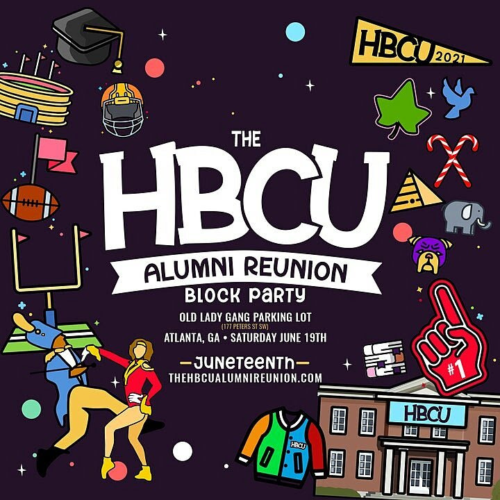 Folleto para la fiesta del bloque The HBCU Alumni Reunion Block Party