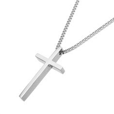 Simple Stainless Steel Cross Chain Silver Necklace