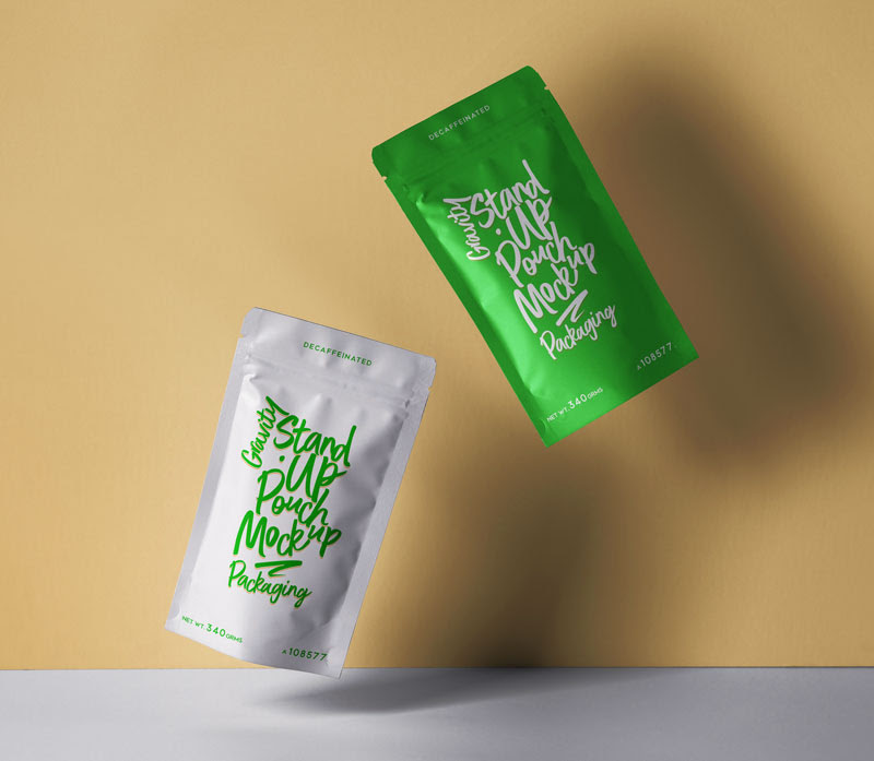Free StandUp Psd Pouch Packaging Mockup Mockup