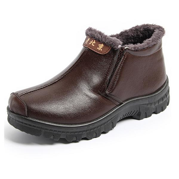 Winter Men Boots Fur Lining Keep Flat Shoes