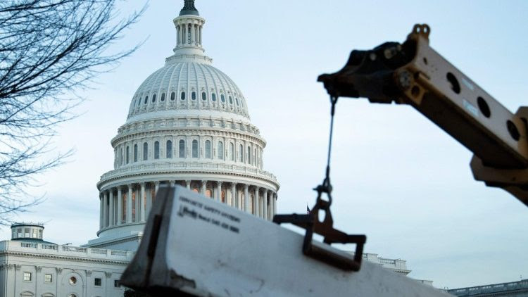 A crowd-control fence around Capitol Hill in Washington DC