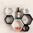DecorNation Wall Mount Shelf Beehive Shape Set of 6 Wall Shelves Black & White