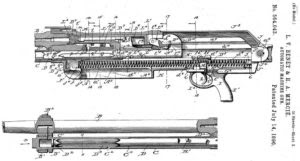 1896-dated patent for early version of the Hotchkiss machine gun, with nlong stroke gas operated action